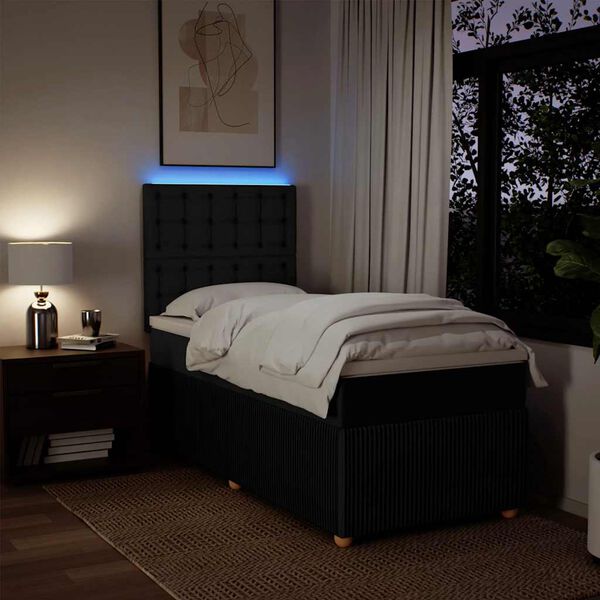 vidaXL Box Spring Bed with Mattress Black King Single Fabric