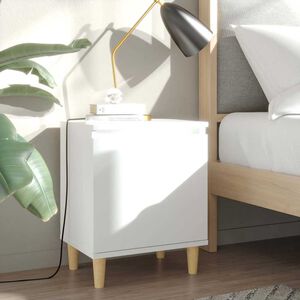vidaXL Bed Cabinets with Solid Wood Legs 2 pcs White 40x30x50 cm