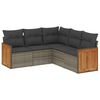 vidaXL 5 Piece Garden Sofa Set with Cushions Grey Poly Rattan