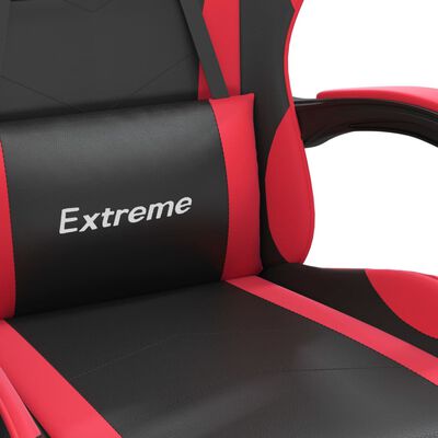 vidaXL Swivel Gaming Chair with Footrest Black&Red Faux Leather