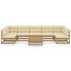 vidaXL 8 Piece Garden Lounge Set&Cushions Honey Brown Solid Pinewood