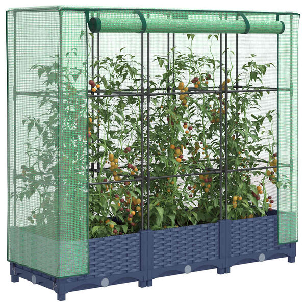 vidaXL Raised Bed with Greenhouse Cover Rattan Look 120x40x123 cm