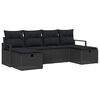 vidaXL Garden Sofa Set with Cushion 6 pcs Black Poly rattan