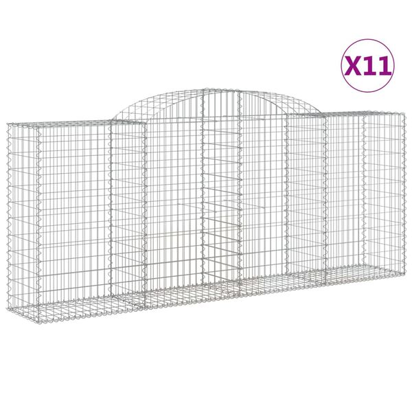 vidaXL Arched Gabion Baskets 11 pcs 300x50x120/140 cm Galvanised Iron