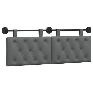 vidaXL Hanging Headboard Wall-mounted Dark Grey 150 x 55 x 7 cm Fabric