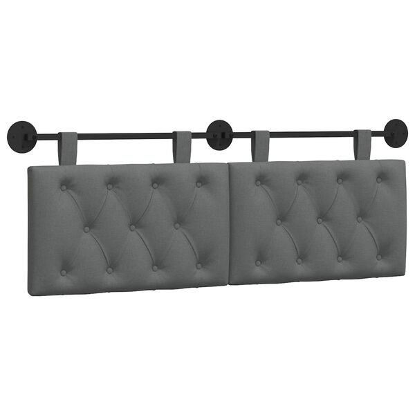 vidaXL Hanging Headboard Wall-mounted Dark Grey 150 x 55 x 7 cm Fabric
