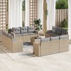 vidaXL 13 Piece Garden Sofa Set with Cushions Beige Poly Rattan