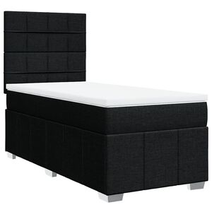 vidaXL Box Spring Bed with Mattress Black King Single Fabric
