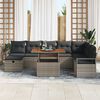 vidaXL Garden Sofa Set Height-Adjustable 9 pcs Grey Poly Rattan