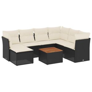 vidaXL 8 Piece Garden Sofa Set with Cushions Black Poly Rattan