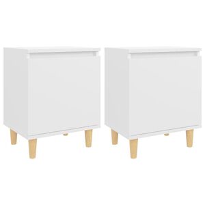 vidaXL Bed Cabinets with Solid Wood Legs 2 pcs White 40x30x50 cm