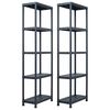 vidaXL Storage Shelf Racks 2 pcs Black 125 kg 60x30x180 cm Plastic