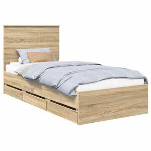 vidaXL Bed Frame with Drawer Sonoma Oak 90 x 200 cm Engineer Wood
