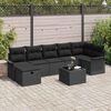 vidaXL Garden Sofa Set with Cushion Manual 8 pcs Black Poly Rattan