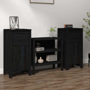 vidaXL Sideboards 2 pcs Black 40x35x80 cm Solid Wood Pine