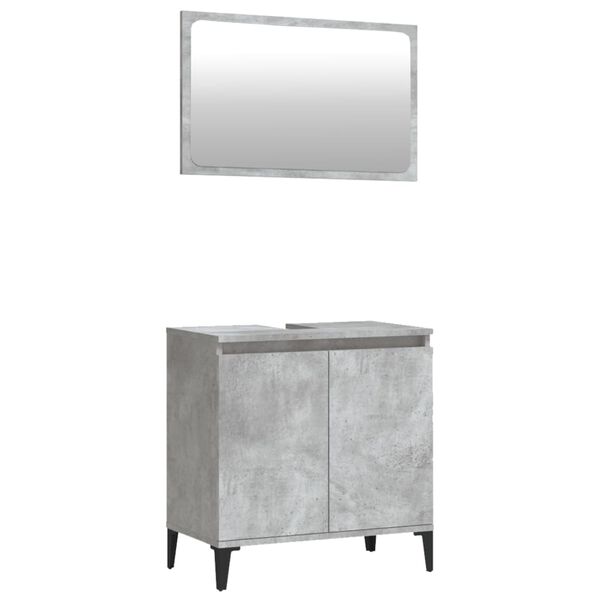 vidaXL 2 Piece Bathroom Furniture Set Concrete Grey Engineered Wood