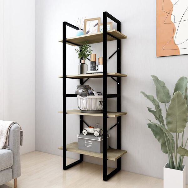 vidaXL 4-Tier Book Cabinet Sonoma Oak 60x30x140 cm Engineered Wood