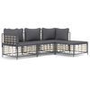 vidaXL 4 Piece Garden Lounge Set with Cushions Anthracite Poly Rattan