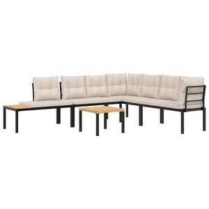 vidaXL Garden Bench Set with Cushions 5 pcs Black Powder-coated Steel