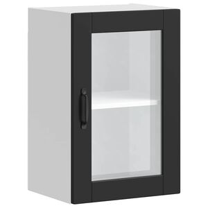 vidaXL Kitchen Wall Cabinet with Glass Door Porto Black