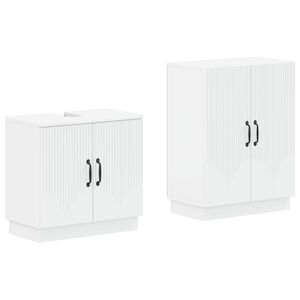 vidaXL 2 Piece Bathroom Cabinet Set HOORN White Engineered Wood