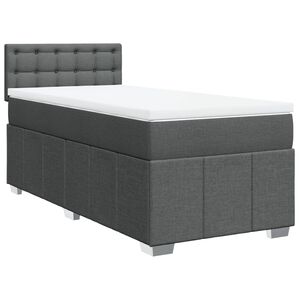 vidaXL Box Spring Bed with Mattress Dark Grey King Single Fabric