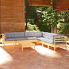 vidaXL 8 Piece Garden Lounge Set with Grey Cushions Solid Pinewood