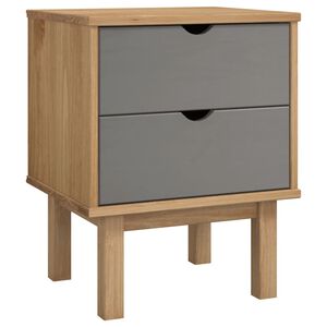 vidaXL Bedside Cabinet OTTA Brown&Grey 45x39x57 cm Solid Wood Pine