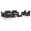 vidaXL 8 Piece Garden Lounge Set with Cushions Poly Rattan Black