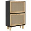 vidaXL Shoe Cabinet Black 52x25x80 cm Engineered Wood&Natural Rattan