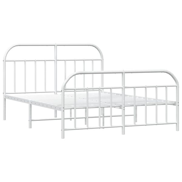 vidaXL Metal Bed Frame without Mattress with Footboard White 180x200cm