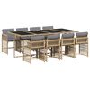 vidaXL 9 Piece Garden Dining Set with Cushions Mix Beige Poly Rattan