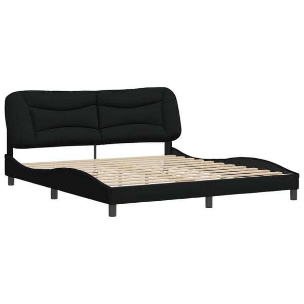 vidaXL Bed Frame without Mattress "Hvar" Black 180x200 cm King Fabric