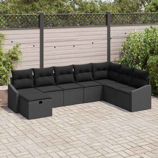 vidaXL Garden Sofa Set 8 pcs Black 55 x 62 x 69 cm Poly rattan