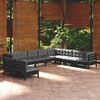 vidaXL 10 Piece Garden Lounge Set with Cushions Black Solid Pinewood