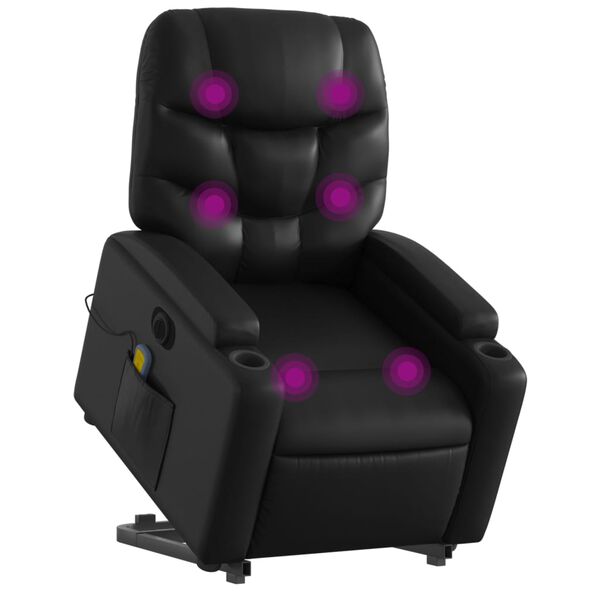 vidaXL Electric Stand up Massage Recliner Chair Black Faux Leather