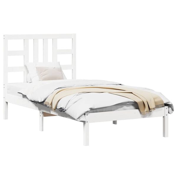 vidaXL Bed Frame without Mattress White 90x190 cm Single Solid Wood