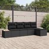 vidaXL Garden Sofa Set with Cushion 5 pcs Black Poly Rattan