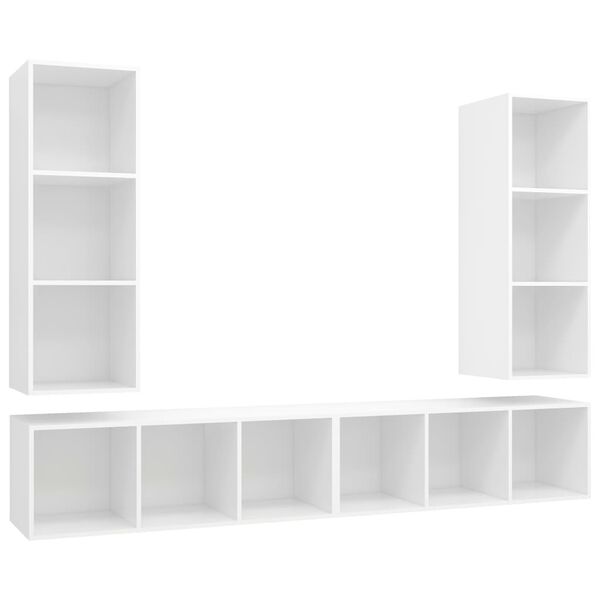 vidaXL Wall-mounted TV Cabinets 4 pcs White Engineered Wood
