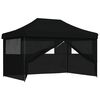 vidaXL Foldable Party Tent Pop-Up with 4 Sidewalls Black