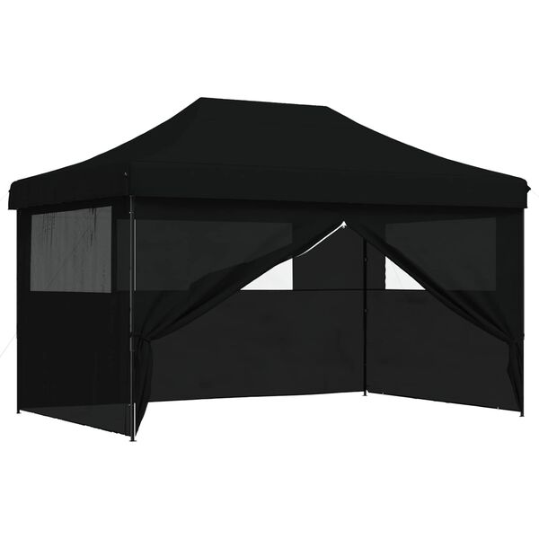 vidaXL Foldable Party Tent Pop-Up with 4 Sidewalls Black