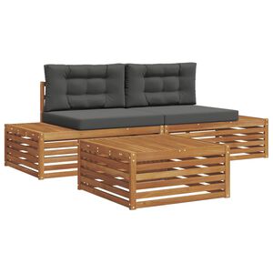 vidaXL 4 pcs Outdoor Sofa Set Solid Acacia Wood and Polyester