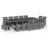 vidaXL 15 Piece Garden Dining Set with Cushions Poly Rattan Grey