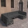 vidaXL 6 Piece Garden Lounge Set with Cushions Black Solid Pinewood