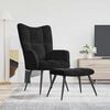 vidaXL Relaxing Chair with a Stool Black Velvet