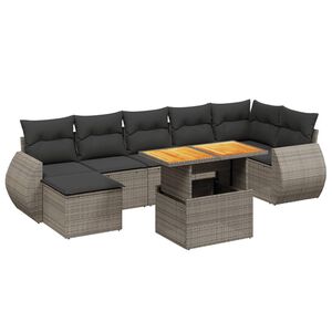 vidaXL 8 Piece Garden Sofa Set with Cushions Grey Poly Rattan
