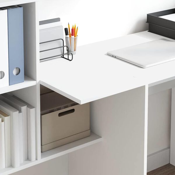 vidaXL Desk with Shelf White 131.5 x 50 x 106.5 cm Engineered Wood