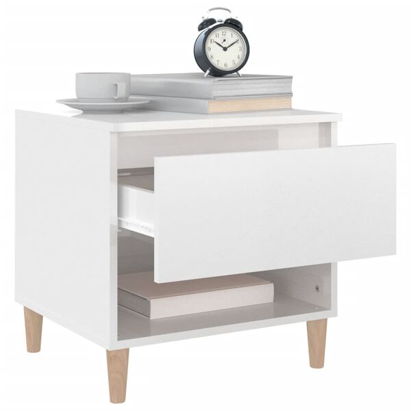 vidaXL Bedside Table High Gloss White 50x46x50 Engineered Wood