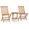 vidaXL 3 Piece Folding Outdoor Dining Set with Cushion Solid Wood Teak