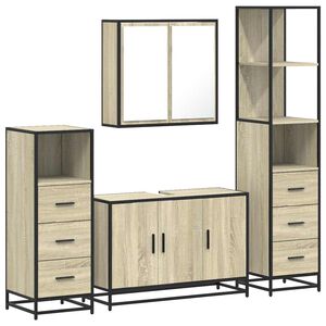vidaXL 4 Piece Bathroom Furniture Set Sonoma Oak Engineered Wood